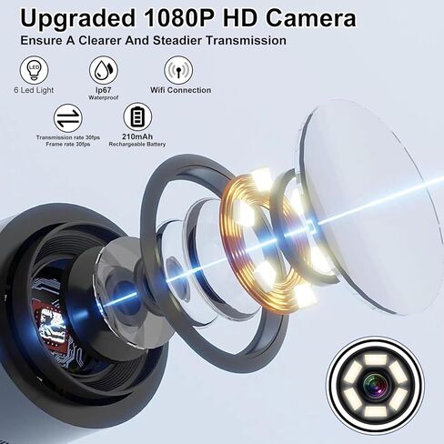 كاميرا مجموعة إزالة شمع الأذن من Thlevel، منظف الأذن البصري 1080 بكسل، مجموعة إزالة شمع الأذن المحدثة مع 6 مصابيح و7 قطع مجموعة أذن لأجهزة iPhone، وipad، وAndroid/الكبار، والأطفال، والحيوانات الأليفة. in Kuwait