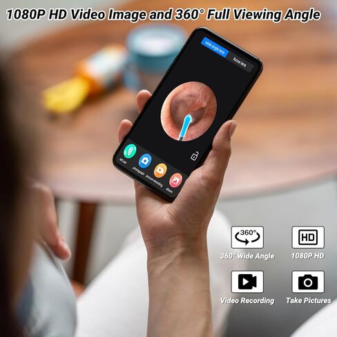 كاميرا مجموعة إزالة شمع الأذن من Thlevel، منظف الأذن البصري 1080 بكسل، مجموعة إزالة شمع الأذن المحدثة مع 6 مصابيح و7 قطع مجموعة أذن لأجهزة iPhone، وipad، وAndroid/الكبار، والأطفال، والحيوانات الأليفة. in Kuwait