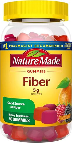 Nature Made Fiber Gummies 5 جم لكل حصة، مكمل ألياف لدعم صحة الجهاز الهضمي، 90 علكة، كمية تكفي لمدة 30 يومًا in Saudi Arabia