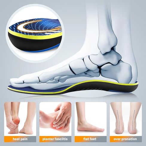 نعال داخلية من ألياف الكربون من ZAIWOO - دعم يزيد عن 280 رطلاً للقدم المسطحة، وتخفيف آلام التهاب اللفافة الأخمصية - حشوات دعم القوس، نعل داخلي لأحذية العمل للرجال والنساء - نعال للوقوف طوال اليوم in Kuwait