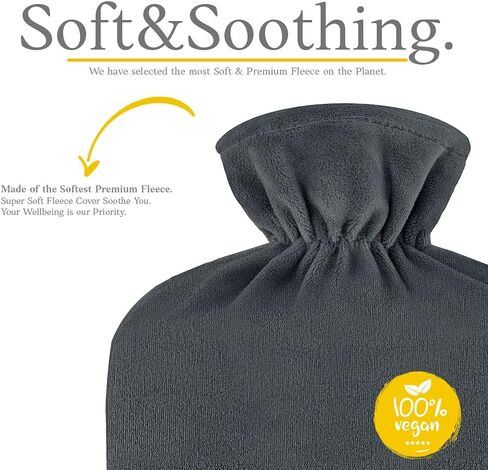 زجاجة ماء ساخن من قمفور مع غطاء من الصوف الناعم - مقاس كبير 1.8 لتر - كيس ماء ساخن كلاسيكي فاخر لتخفيف الآلام والتشنجات والليالي المريحة - جهاز تدفئة القدمين والسرير - وسادة تسخين المياه - هدية رائعة - أزرق داكن in Kuwait