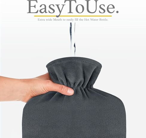 زجاجة ماء ساخن من قمفور مع غطاء من الصوف الناعم - مقاس كبير 1.8 لتر - كيس ماء ساخن كلاسيكي فاخر لتخفيف الآلام والتشنجات والليالي المريحة - جهاز تدفئة القدمين والسرير - وسادة تسخين المياه - هدية رائعة - أزرق داكن in Kuwait