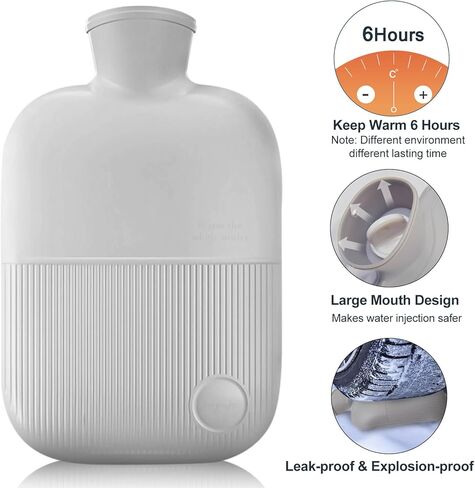 زجاجة ماء ساخن مع غطاء ناعم، زجاجات مياه ساخنة مطاطية سعة 2 لتر لتخفيف الآلام، كيس ماء ساخن قابل لإعادة الاستخدام لتشنجات الدورة الشهرية، جهاز تدفئة القدمين، حزمة باردة ساخنة من البولي فينيل كلوريد للعلاج الساخن والبارد in Kuwait