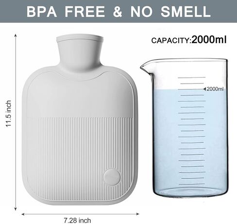 زجاجة ماء ساخن مع غطاء ناعم، زجاجات مياه ساخنة مطاطية سعة 2 لتر لتخفيف الآلام، كيس ماء ساخن قابل لإعادة الاستخدام لتشنجات الدورة الشهرية، جهاز تدفئة القدمين، حزمة باردة ساخنة من البولي فينيل كلوريد للعلاج الساخن والبارد in Kuwait