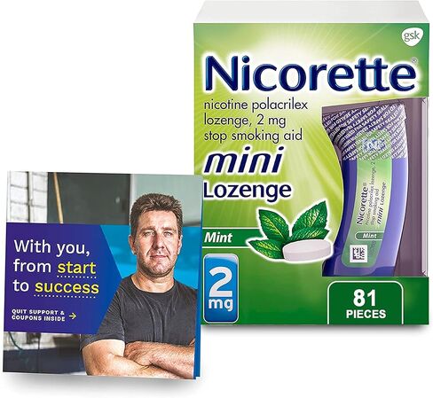Nicorette 2 mg Mini Nicotine Lozenges to Help Quit Smoking with Behavioral Support Program - Mint Flavored Stop Smoking Aid, 81 Count in Kuwait