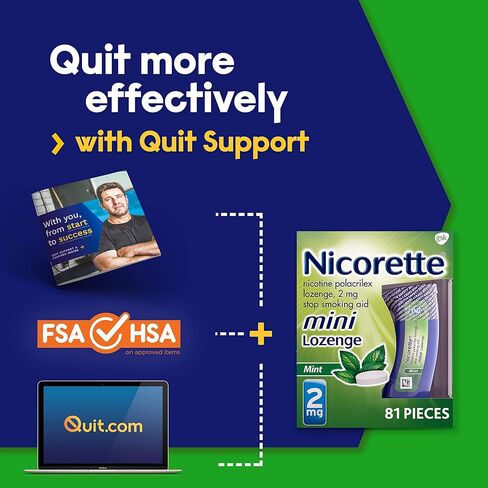 Nicorette 2 mg Mini Nicotine Lozenges to Help Quit Smoking with Behavioral Support Program - Mint Flavored Stop Smoking Aid, 81 Count in Kuwait