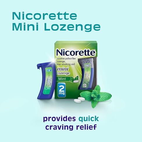 Nicorette 2 mg Mini Nicotine Lozenges to Help Quit Smoking with Behavioral Support Program - Mint Flavored Stop Smoking Aid, 81 Count in Kuwait