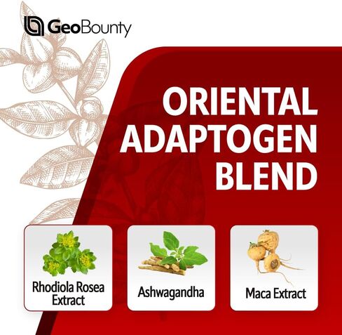 GEO BOUNTY Ginseng, Ginseng Supplements Capsule, Premium Red 3140mg (Ginsenoside 5%) Panax Red Ginseng Intensive 60 Capsules (extracto de cápsulas de Ginseng) Adaptogen (Maca Root) Made in USA in Saudi Arabia