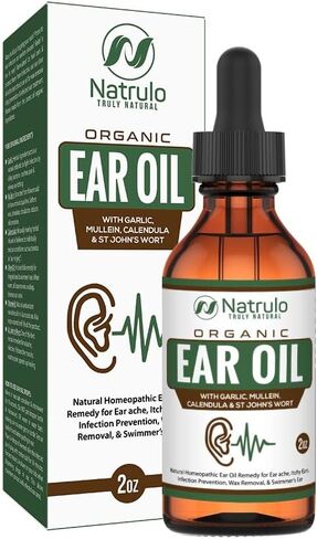 زيت الأذن العضوي لعدوى الأذن - قطرات أذن طبيعية لألم الأذن، وإزالة شمع الأذن والسباح - علاج آلام الأذن للأطفال والبالغين والرضع والكلاب - قطرات الأذن مع مولين والثوم والآذريون صنع في الولايات المتحدة الأمريكية in Kuwait