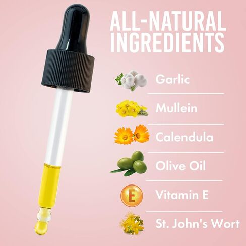 زيت الأذن العضوي لعدوى الأذن - قطرات أذن طبيعية لألم الأذن، وإزالة شمع الأذن والسباح - علاج آلام الأذن للأطفال والبالغين والرضع والكلاب - قطرات الأذن مع مولين والثوم والآذريون صنع في الولايات المتحدة الأمريكية in Kuwait