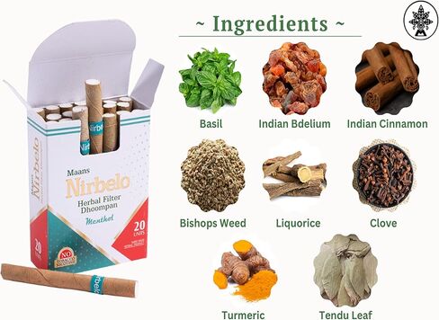 Herbal Cigarillos for Quit Smoking, 100% Tobacco & Nicotine Free, Nature's Alternative, Clove Mint Flavor, 20 Cigarettes, Pack of 1 in Kuwait