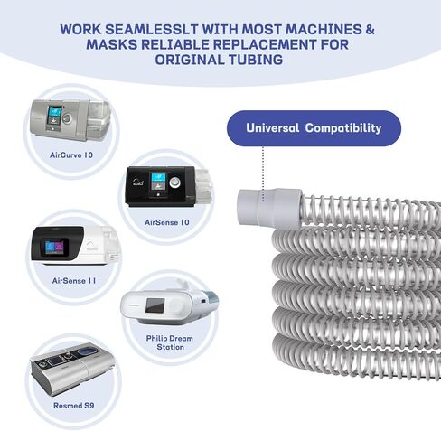 أنبوب OMOTIYA CPAP - أنبوب CPAP عالمي بطول 6 أقدام - متوافق مع معظم الآلات والأقنعة، خرطوم CPAP مقاس 19 مم - موصلات 22 مم، مرن خفيف الوزن، خالي من الرائحة، عبوتان in Kuwait