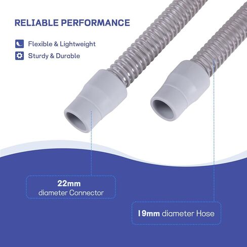 أنبوب OMOTIYA CPAP - أنبوب CPAP عالمي بطول 6 أقدام - متوافق مع معظم الآلات والأقنعة، خرطوم CPAP مقاس 19 مم - موصلات 22 مم، مرن خفيف الوزن، خالي من الرائحة، عبوتان in Kuwait