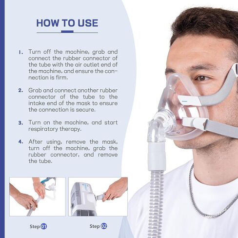 أنبوب OMOTIYA CPAP - أنبوب CPAP عالمي بطول 6 أقدام - متوافق مع معظم الآلات والأقنعة، خرطوم CPAP مقاس 19 مم - موصلات 22 مم، مرن خفيف الوزن، خالي من الرائحة، عبوتان in Kuwait