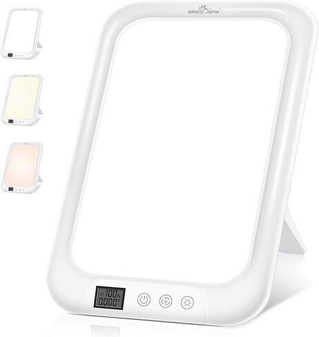 مصباح العلاج بالضوء Easy@Home قابل لإعادة الشحن: مصباح طاقة العلاج بالضوء LED خالي من الأشعة فوق البنفسجية مع 10000 لوكس | مصباح شمسي مع 3 مستويات سطوع قابلة للتعديل | وظيفة ذاكرة المؤقت ELT-492-WT in Kuwait