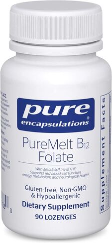 Pure Encapsulations PureMelt B12 Folate | Dissolvable Lozenge with 1,000 mcg Vitamin B12 and Active Folate (as Metafolin L-5|MTHF) | 90 Lozenges in Saudi Arabia