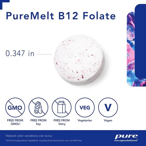 Pure Encapsulations PureMelt B12 Folate | Dissolvable Lozenge with 1,000 mcg Vitamin B12 and Active Folate (as Metafolin L-5|MTHF) | 90 Lozenges in Saudi Arabia