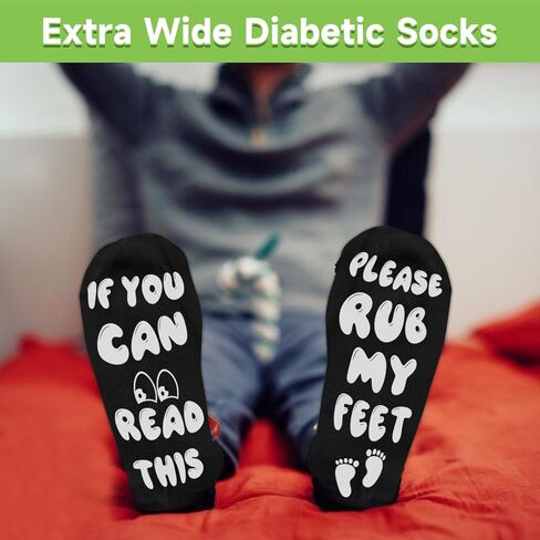 جوارب FENGLE لمرضى السكري لتورم القدمين، جوارب طبية مضحكة بنمط فكاهي، جوارب للمستشفى مع مقابض للنساء والرجال، 4 أزواج in Kuwait