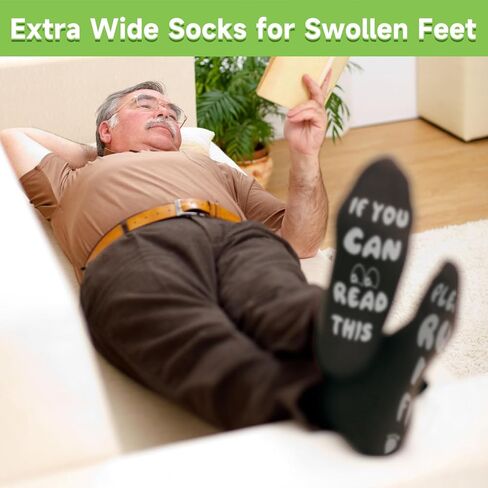 جوارب FENGLE لمرضى السكري لتورم القدمين، جوارب طبية مضحكة بنمط فكاهي، جوارب للمستشفى مع مقابض للنساء والرجال، 4 أزواج in Kuwait