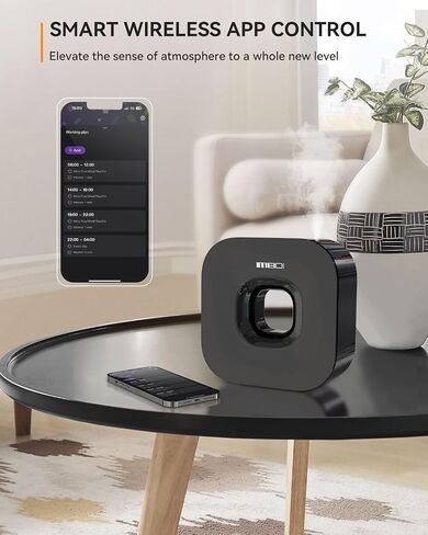 MEIDI Waterless Essential Oil Diffuser - Bluetooth Cordless Aromatherapy Diffuser with App Control, Smart Timer Setting, Hang-up Design and Wide Coverage for Home, Office, Hotel and SPA - Black in Kuwait