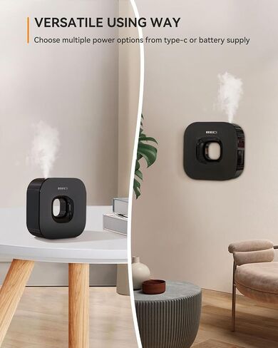 MEIDI Waterless Essential Oil Diffuser - Bluetooth Cordless Aromatherapy Diffuser with App Control, Smart Timer Setting, Hang-up Design and Wide Coverage for Home, Office, Hotel and SPA - Black in Kuwait
