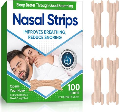 Nasal Strips,Extra Strength Nasal Strips for snoring, 100 Count | Effective Anti-Snoring to Enhance or Improve Nasal Breathing,Comfortable Snoring Solution & Nasal Congestion Relief Caused by Colds in Kuwait