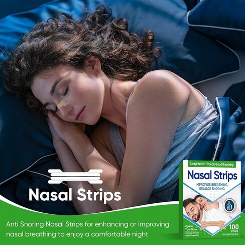 Nasal Strips,Extra Strength Nasal Strips for snoring, 100 Count | Effective Anti-Snoring to Enhance or Improve Nasal Breathing,Comfortable Snoring Solution & Nasal Congestion Relief Caused by Colds in Kuwait