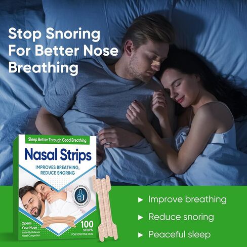 Nasal Strips,Extra Strength Nasal Strips for snoring, 100 Count | Effective Anti-Snoring to Enhance or Improve Nasal Breathing,Comfortable Snoring Solution & Nasal Congestion Relief Caused by Colds in Kuwait