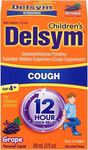 Delsym Children's 12 Hr Cough Relief Liquid, Grape, 3 oz (Pack of 2) in Kuwait
