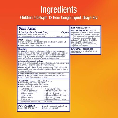 Delsym Children's 12 Hr Cough Relief Liquid, Grape, 3 oz (Pack of 2) in Kuwait