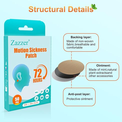 Zazzer Motion Sickness Patches, Sea Sickness Patch for Cruise - Adults and Kids (50 Patches) in Kuwait