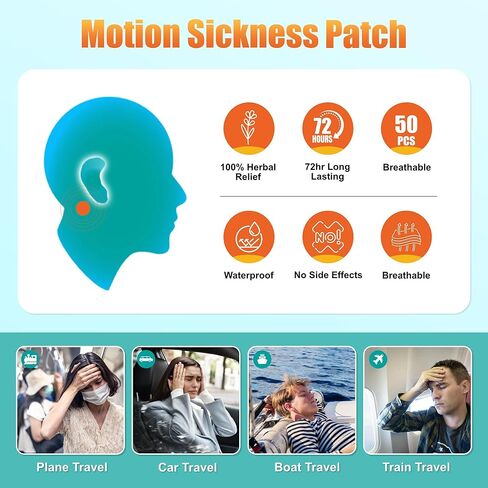 Zazzer Motion Sickness Patches, Sea Sickness Patch for Cruise - Adults and Kids (50 Patches) in Kuwait