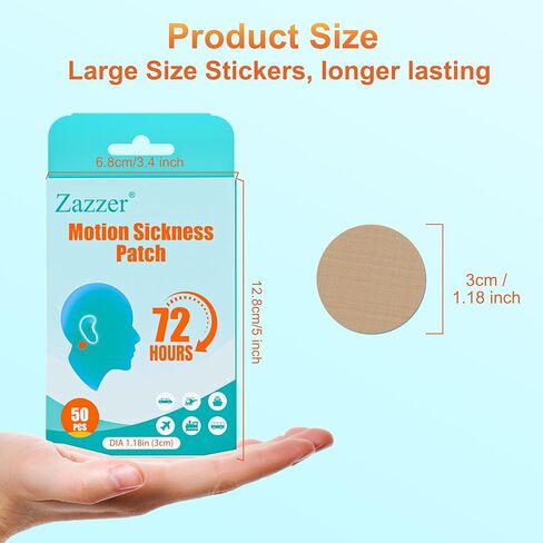 Zazzer Motion Sickness Patches, Sea Sickness Patch for Cruise - Adults and Kids (50 Patches) in Kuwait