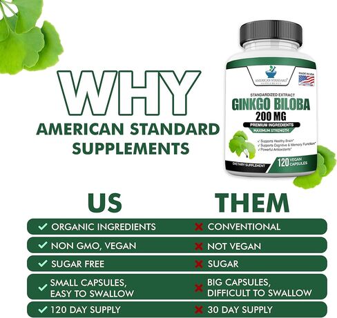 مستخلص الجنكة بيلوبا 200 ملغ، مستخلص الجنكة بيلوبا العضوي، مكملات الجنكة بيلوبا، مستخلص الجنكة بيلوبا، الجنكة بيلوبا العضوية، حبوب الجنكة بيلوبا، كبسولات الجنكة بيلوبا، 120 كبسولة نباتية in Kuwait