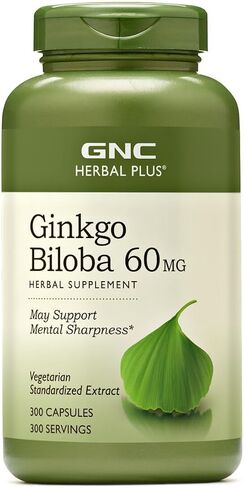 GNC Herbal Plus Ginkgo Biloba 60mg, 100 Capsules, Supports Mental Sharpness in Kuwait