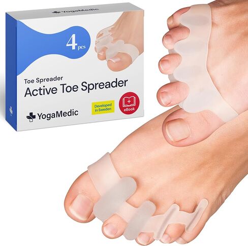 YOGAMEDIC® Toe Spacers Toe Separators for Overlapping Toes 4 Pcs- Improved Silicone Bunion - 0% BPA, One-size for Women & Men in Kuwait