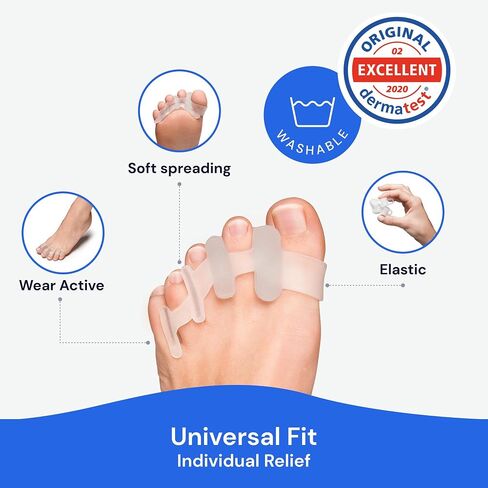 YOGAMEDIC® Toe Spacers Toe Separators for Overlapping Toes 4 Pcs- Improved Silicone Bunion - 0% BPA, One-size for Women & Men in Kuwait