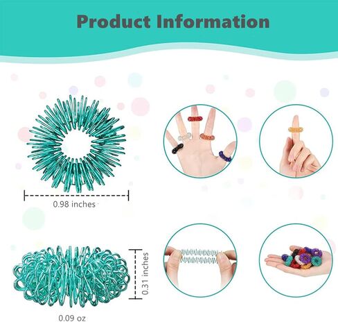 HUAMIAODI 22 قطعة من حلقات تدليك الضغط الإبري للإصبع، مجموعة أدوات تخفيف التوتر والقلق للرجال والنساء والبالغين والمراهقين، 11 لونًا in Kuwait