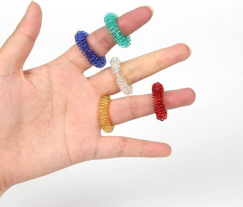 HUAMIAODI 22 قطعة من حلقات تدليك الضغط الإبري للإصبع، مجموعة أدوات تخفيف التوتر والقلق للرجال والنساء والبالغين والمراهقين، 11 لونًا in Kuwait