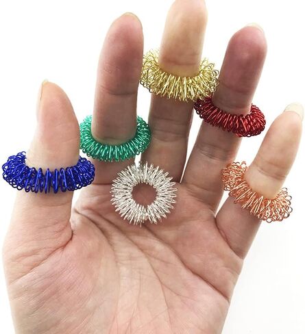 HUAMIAODI 22 قطعة من حلقات تدليك الضغط الإبري للإصبع، مجموعة أدوات تخفيف التوتر والقلق للرجال والنساء والبالغين والمراهقين، 11 لونًا in Kuwait