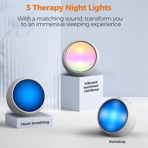 جهاز صوت العلاج بالضوء من REACHER R8 (R2 الجيل الثاني)، ضوء ليلي محيطي ديناميكي، 21 صوتًا طبيعيًا نابضًا بالحياة، جهاز صوت الطفل للنوم، ضوضاء بيضاء ووردية وبنية للبالغين والأطفال in Kuwait