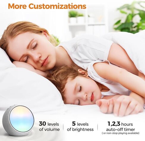 جهاز صوت العلاج بالضوء من REACHER R8 (R2 الجيل الثاني)، ضوء ليلي محيطي ديناميكي، 21 صوتًا طبيعيًا نابضًا بالحياة، جهاز صوت الطفل للنوم، ضوضاء بيضاء ووردية وبنية للبالغين والأطفال in Kuwait