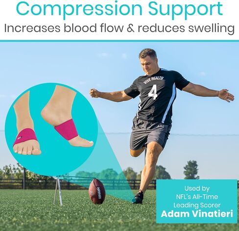 Vive Arch Support Sleeves - Compression Bands for Plantar Fasciitis, Foot Care, Heel Spurs, Flat and Fallen Arches and Feet Pain Relief - Orthotic Gel Cushion Sock Brace - for Men and Women - (Pair) in Saudi Arabia