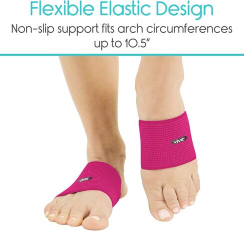 Vive Arch Support Sleeves - Compression Bands for Plantar Fasciitis, Foot Care, Heel Spurs, Flat and Fallen Arches and Feet Pain Relief - Orthotic Gel Cushion Sock Brace - for Men and Women - (Pair) in Saudi Arabia