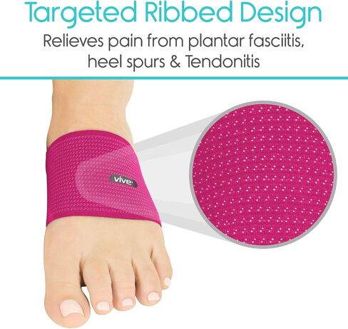 Vive Arch Support Sleeves - Compression Bands for Plantar Fasciitis, Foot Care, Heel Spurs, Flat and Fallen Arches and Feet Pain Relief - Orthotic Gel Cushion Sock Brace - for Men and Women - (Pair) in Saudi Arabia