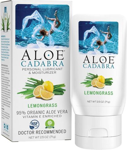 Aloe Cadabra Water Based Citrus Flavored Lubricant Moisturizer Best Organic Natural Lemongrass Lube for Men, Women & Couples, 2.5oz in Kuwait
