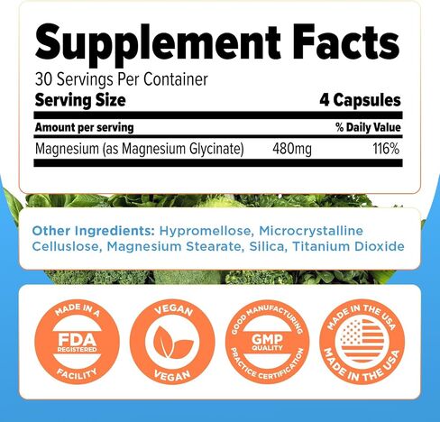 SELFevolve Magnesium Glycinate 480mg - High Absorption Magnesium Supplement Support Stress Relief, Sleep, Heart Health, Nerves, Muscles, and Metabolism, 120 Veggie Capsules, 1 Month Supply in Saudi Arabia