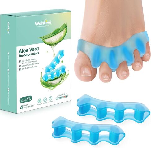 Welnove Toe Separators Bunion Correctors - 4 Pcs Gel Toe Spacers Aloe Vera Extract Infused, Overlapping ＆ Hammer Toe Straighteners for Women Men, Silicone Toe Cushion for Yoga Practice in Kuwait