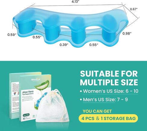 Welnove Toe Separators Bunion Correctors - 4 Pcs Gel Toe Spacers Aloe Vera Extract Infused, Overlapping ＆ Hammer Toe Straighteners for Women Men, Silicone Toe Cushion for Yoga Practice in Kuwait