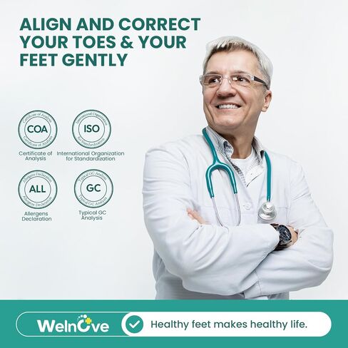 Welnove Toe Separators Bunion Correctors - 4 Pcs Gel Toe Spacers Aloe Vera Extract Infused, Overlapping ＆ Hammer Toe Straighteners for Women Men, Silicone Toe Cushion for Yoga Practice in Kuwait